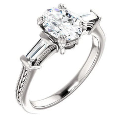 3 Stenen Echt Diamanten Ring 2 Karaat Vintage Stijl Vrouwen Sieraden Nieuw