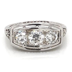 3 Stenen Echt Diamanten Verlovingsring 1,75 Karaat Vintage Stijl Sieraden