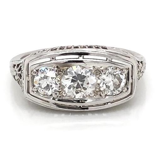3 Stenen Echt Diamanten Verlovingsring 1,75 Karaat Vintage Stijl Sieraden