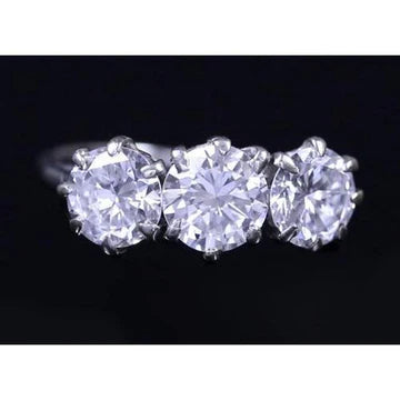 3 Stenen Natuurlijk Diamanten Jubileumring 2,25 Karaat Klauwtandenset Sieraden