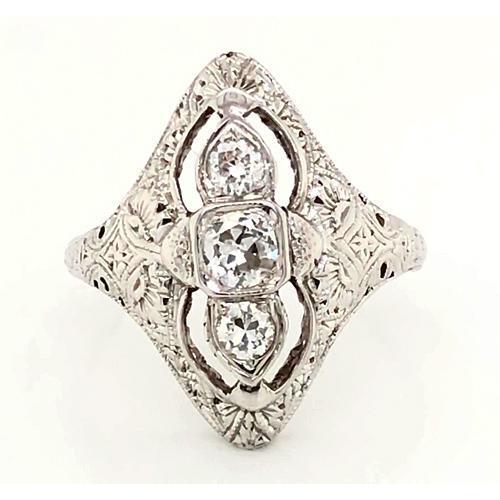 3 Stenen Ring Oude Mijnwerker Antieke Stijl 1,75 Karaat Echt Diamant Fligraan Ring