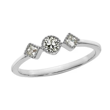 3 Stenen Ring Prinses & Ronde Oud Geslepen Echt Diamant 1,75 Karaat Goud