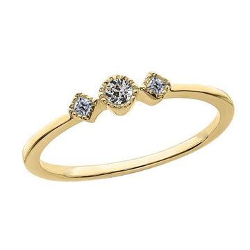 3 Stenen Ring kussen & Ronde Oude Mijnwerker Echt Diamanten Ring Set 1 Karaat