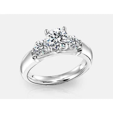 3 Stenen Ronde Echt Diamanten Trouwring Massief Gouden Sieraden 1,40 Karaat