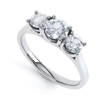 3 Stenen Ronde Natuurlijk Diamanten Verlovingsring Wit Goud 14K 1,95 Ct.