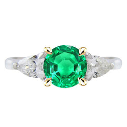 2,50 karaat Fijne Smaragd Edelsteen Ring in Tweekleurig 14K Goud