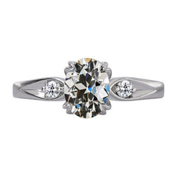 Old Mine Slijpvorm Briljant Drie-Steen Ring – 3,50 karaat in 14K