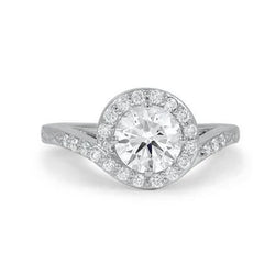 3,10 Ct Rond Geslepen Echt Diamanten Ring Halo Goud Wit 14K