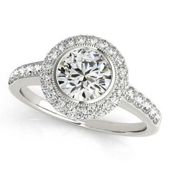 3,10 Karaat Echt Diamanten Halo Ring Goud Wit 14K