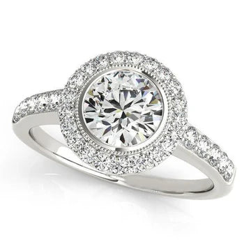 3,10 Karaat Echt Diamanten Halo Ring Goud Wit 14K