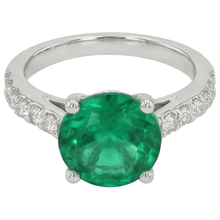 Afbeelding in Gallery-weergave laden, echte round smaragd 3.15karaat ring close-up detail
