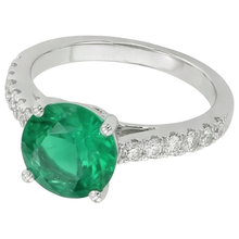 Afbeelding in Gallery-weergave laden, echte round smaragd 3.15karaat ring profielweergave
