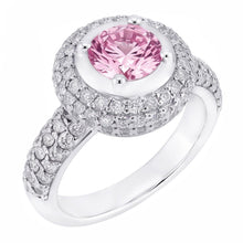 Afbeelding in Gallery-weergave laden, 3,21 kt ronde roze halo edelsteen ring wit goud
