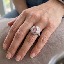 Afbeelding in Gallery-weergave laden, 3,21 kt ronde roze halo edelsteen ring wit goud
