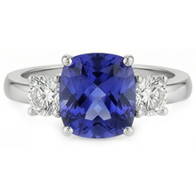 Afbeelding in Gallery-weergave laden, echte round saffier 3.25karaat ring close-up detail
