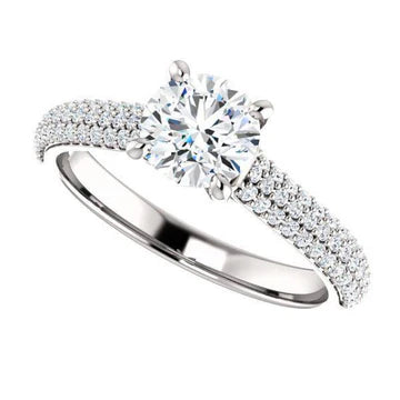 3,25 Solitaire Met Accent Echt Diamanten Verlovingsring Wit Goud