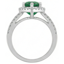 Afbeelding in Gallery-weergave laden, 3,35 karaat groene smaragd met Natuurlijke echte diamanten ( niet in een laboratorium gekweekt ) ringtand set wit goud 14K
