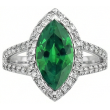 Afbeelding in Gallery-weergave laden, 3,35 karaat groene smaragd met Natuurlijke echte diamanten ( niet in een laboratorium gekweekt ) ringtand set wit goud 14K
