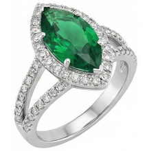 Afbeelding in Gallery-weergave laden, 3,35 karaat groene smaragd met Natuurlijke echte diamanten ( niet in een laboratorium gekweekt ) ringtand set wit goud 14K
