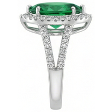 Afbeelding in Gallery-weergave laden, 3,35 karaat groene smaragd met Natuurlijke echte diamanten ( niet in een laboratorium gekweekt ) ringtand set wit goud 14K
