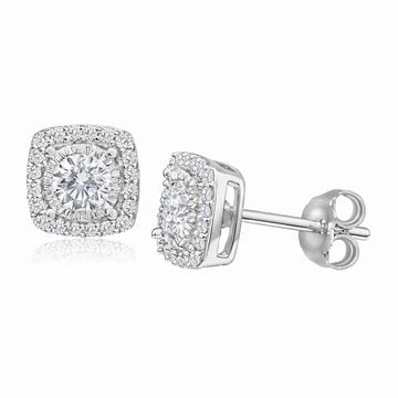 3,40 Ct Prachtige Ronde Geslepen Echt Diamanten Halo Studs Oorbel Goud Wit 14K