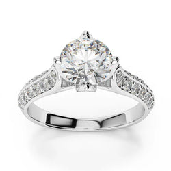 3.40 Ct Solitaire met Accent Natuurlijke uit de aarde gewonnen Diamanten Trouwring Witgoud 14K