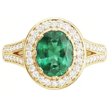 Afbeelding in Gallery-weergave laden, 3,5 ct ovaal geslepen groene smaragd met halo Natuurlijke echte diamanten ( niet in een laboratorium gekweekt ) ring

