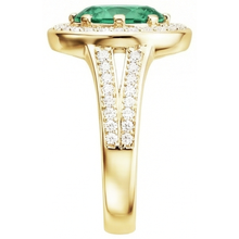 Afbeelding in Gallery-weergave laden, 3,5 ct ovaal geslepen groene smaragd met halo Natuurlijke echte diamanten ( niet in een laboratorium gekweekt ) ring
