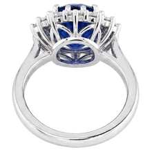 Afbeelding in Gallery-weergave laden, 3,5 ct ovale Ceylon saffier ronde Natuurlijke echte diamanten ( niet in een laboratorium gekweekt ) ring wit goud 14k
