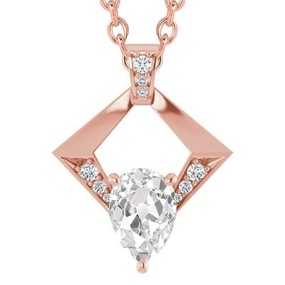 3.50 Karaat Roségoud Rond & Peer oud Geslepen Echt Diamanten Hanger Sieraden 14K