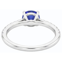 Afbeelding in Gallery-weergave laden, 3,50 karaat blauwe saffier Solitaire &amp; ronde Natuurlijke echte diamant ( niet in het laboratorium gekweekt )en accenten 4 Prong
