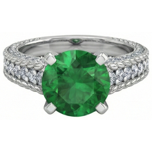 Afbeelding in Gallery-weergave laden, echte round smaragd 3.50karaat ring close-up detail
