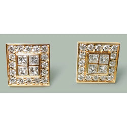 3,50 Ct. Manchetknopen Met Echt Diamanten 14K Geel Goud