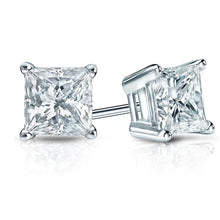 Afbeelding in Gallery-weergave laden, GIA-gecertificeerd 3.91 Ct Prinsesslijpsel Natuurlijke uit de aarde gewonnen Diamanten Oorknopjes Paar Witgoud Fijn
