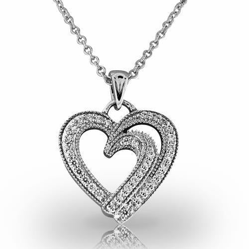 3,50 Ct Rond Geslepen Echt Diamanten Hartvormige Hanger Ketting Wit Goud