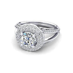 3,50 Ct Ronde Echt Diamanten Halo Trouwring