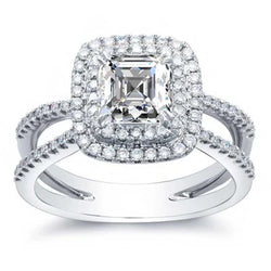 Ring met 3.50 Karaat Prachtige Princess- en Rondgeslepen Natuurlijke uit de aarde gewonnen Diamanten