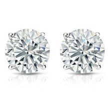 Afbeelding in Gallery-weergave laden, GIA-gecertificeerd 3.42 Karaat Solitaire Rond Geslepen Natuurlijke Echte (Niet labgekweekt) Diamanten Oorknopjes Paar Witgoud 14K
