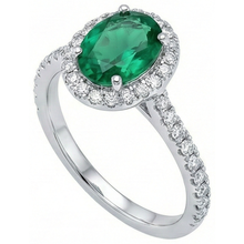 Afbeelding in Gallery-weergave laden, echte round smaragd 3.6karaat ring close-up detail
