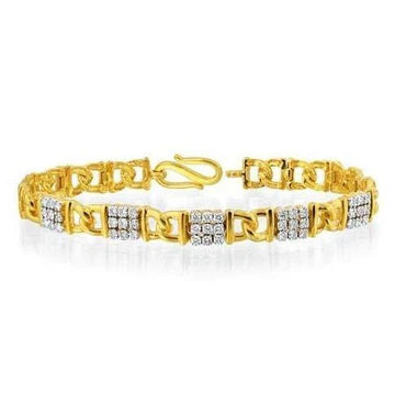 3,60 Karaat Prong Set Kleine Echt Diamanten Heren Armband 14K Geel Goud