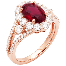 Afbeelding in Gallery-weergave laden, echte round robijn 3.75karaat ring close-up detail
