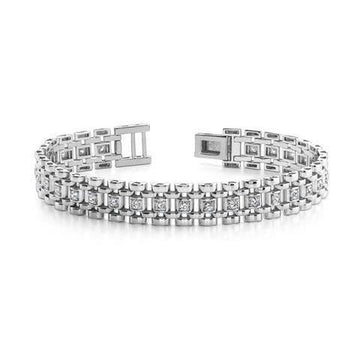 3,75 Karaat Ronde Prong Set Echt Diamanten Heren Armband Wit Goud 14K