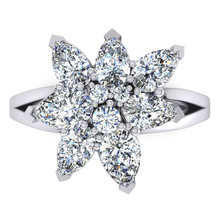 Afbeelding in Gallery-weergave laden, 3 Karaat Diamant Peer Vormige Cluster Ring Goud 14K Sieraden Voor Dames

