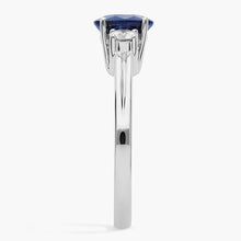 Afbeelding in Gallery-weergave laden, 3 Stenen Saffier En Diamant Ring Jubileum 14K Goud
