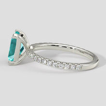 Afbeelding in Gallery-weergave laden, 3ct kussen Paraiba ring met diamanten band
