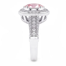 Afbeelding in Gallery-weergave laden, 4.11 Ct Solitaire Met Accenten Ronde Halo Roze Saffier Ring Edelsteen
