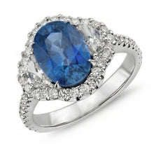 Afbeelding in Gallery-weergave laden, echte round saffier 4.25karaat ring profielweergave
