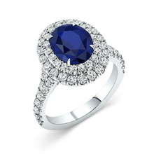 Afbeelding in Gallery-weergave laden, 4.25 karaat solitaire met accent saffier diamanten ring wit goud

