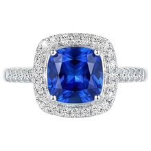 Afbeelding in Gallery-weergave laden, 4.30 Ct Ringkussen Ceylon blauwe saffier en ronde Natuurlijke echte diamanten ( niet in een laboratorium gekweekt )
