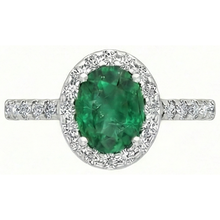 Afbeelding in Gallery-weergave laden, 4.30 ct ovale groene smaragd en Natuurlijke echte diamanten ( niet in een laboratorium gekweekt ) verlovingsring
